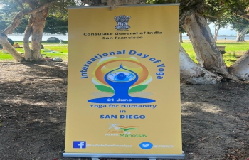 Consulate General of India San Francisco in association with the San Diego Indian community celebrated 8th International Day of Yoga #IDY2022 at Crown Point Park #SanDiego. Congratulations to Ms. Rajshree Mudalia and other volunteers for successfully celebrating #YogaForHumanity .